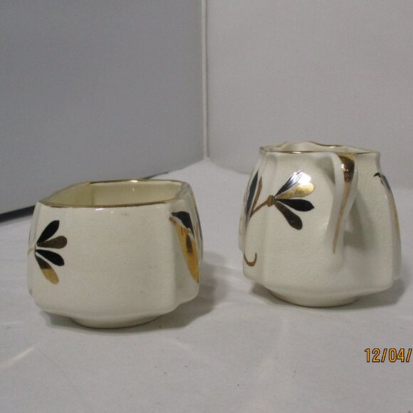 Vintage Staffordshire England Sandland Ware Sugar & Creamer Set MCM Mid-Century - Picture 4 of 12
